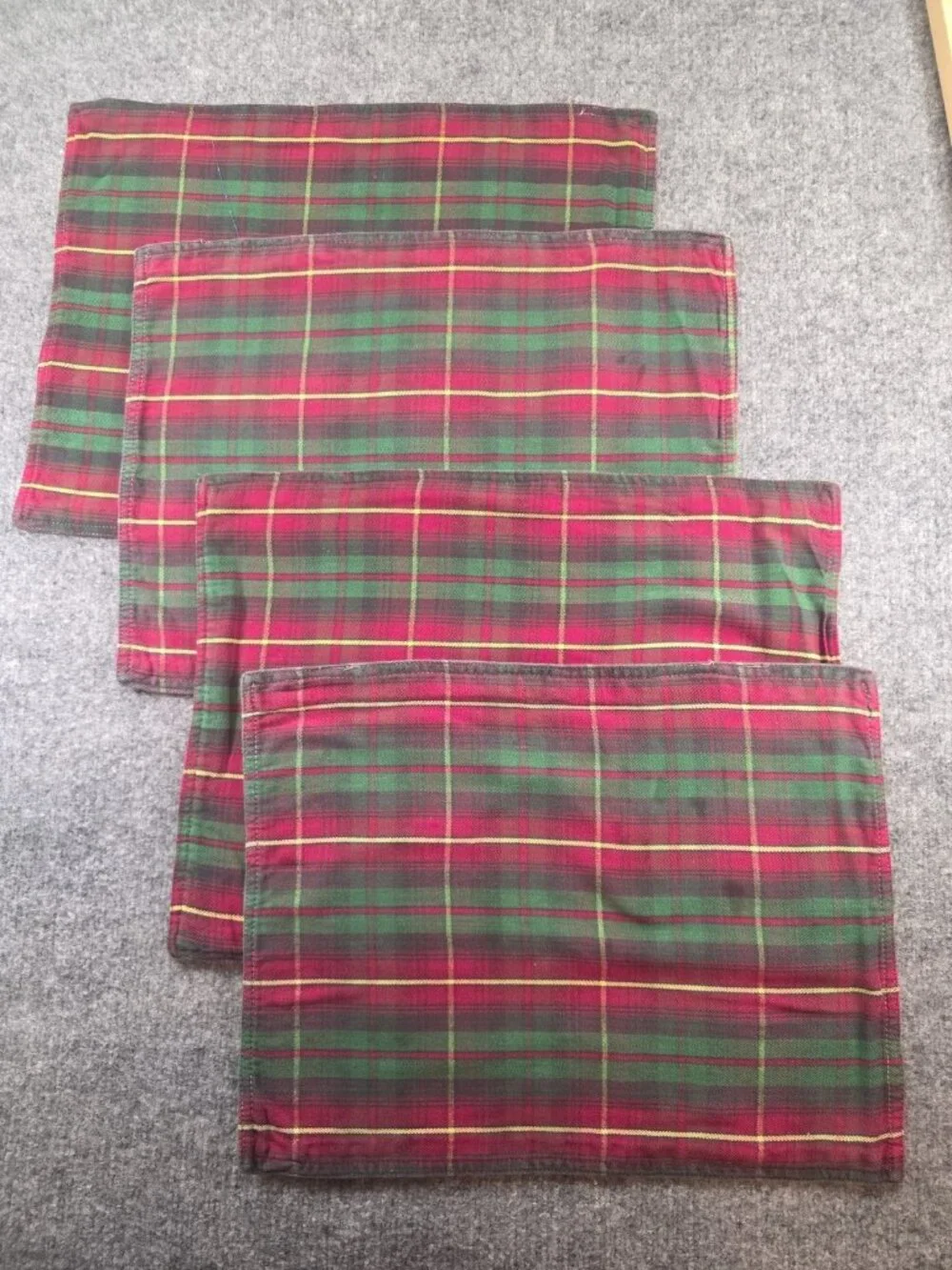 4pc Vintage Ralph Lauren Plaid Red Tartan Placemat 17.5